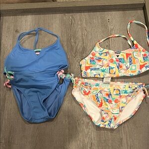 Art Class Blue and Multicolor Kids Bikini Set